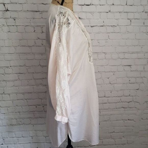 Vintage 1960s Barbizon Peignoir Negligee Pink Lace Night Gown - Picture 5 of 12